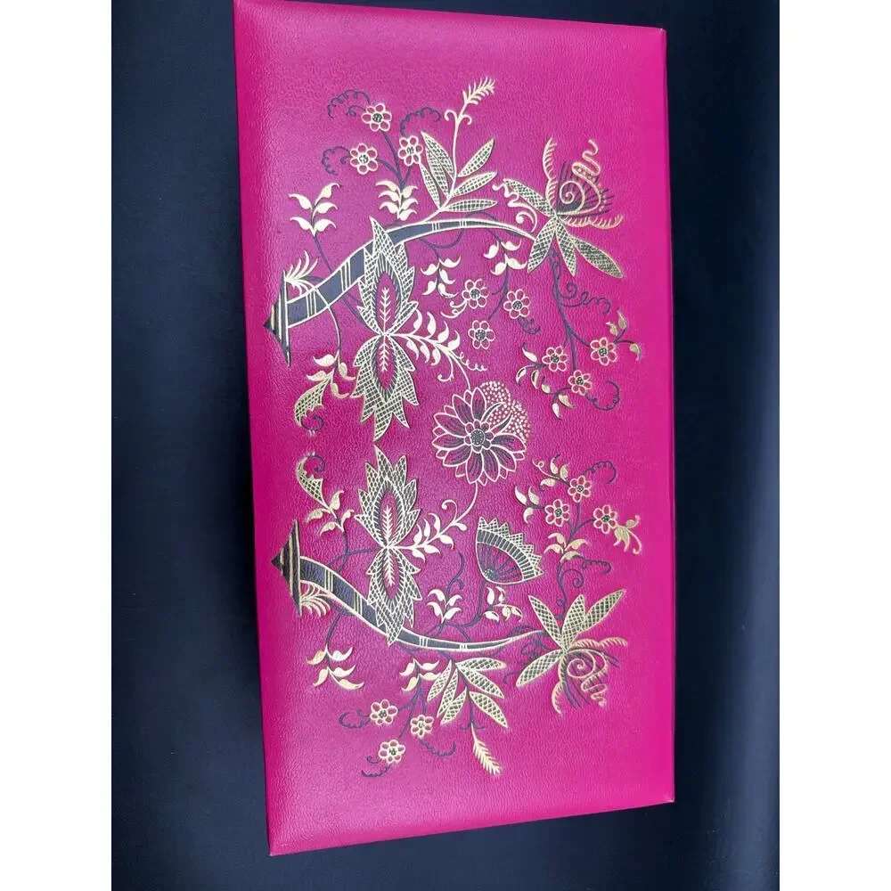 Vintage Pink & Gold Floral Stationery Chest Letter Box w/2 Drawers NWT Unused
